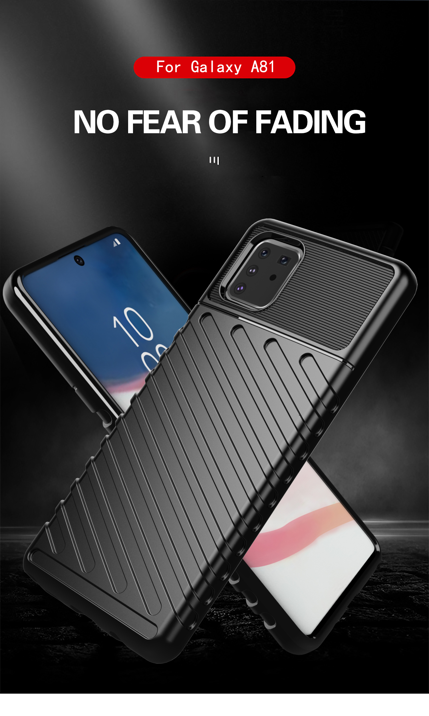 Serie Thunder Texture Textura Soft TPU Cubierta Teléfono Para Samsung Galaxy A81/Note 10 Lite - Negro