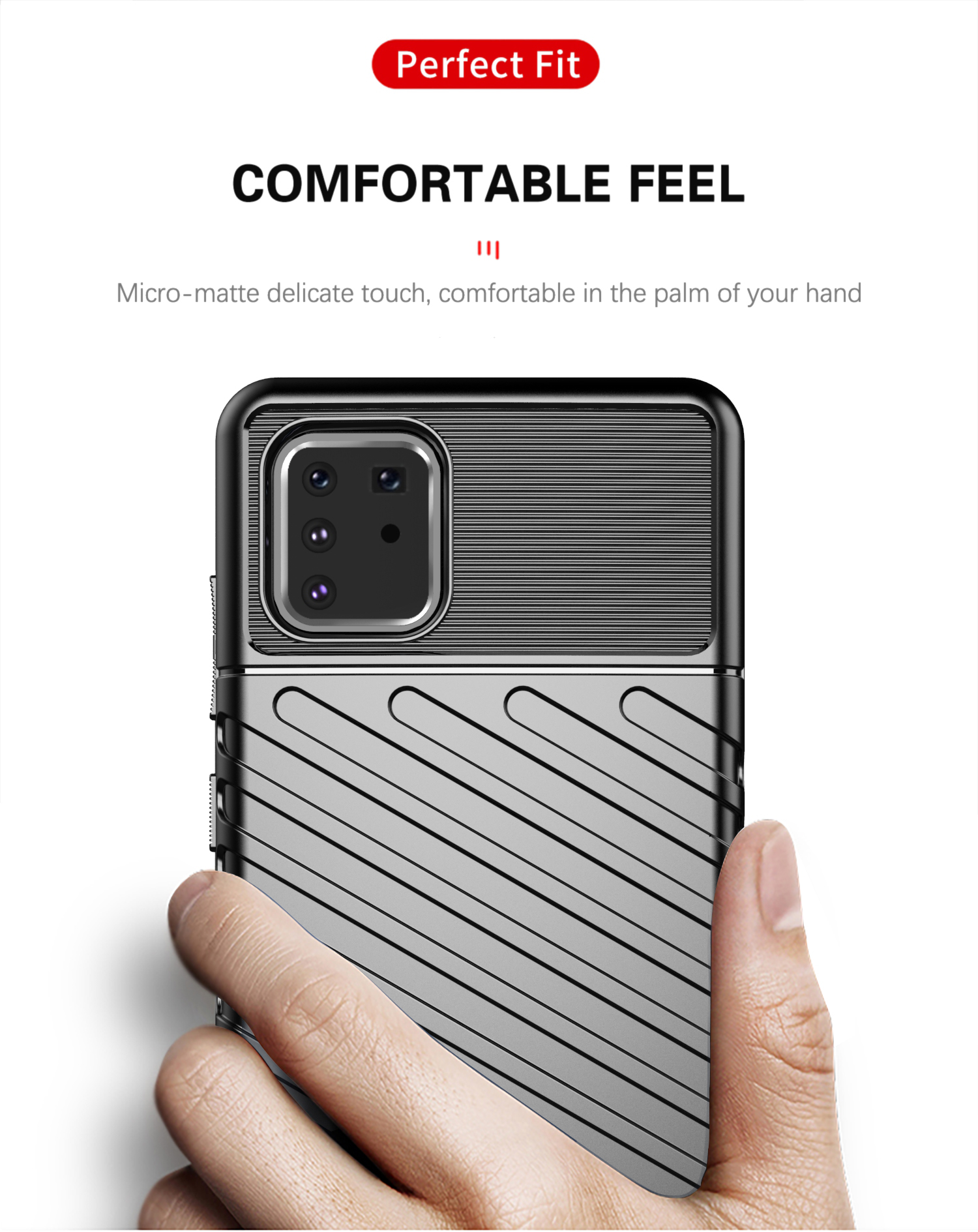 Serie Thunder Texture Textura Soft TPU Cubierta Teléfono Para Samsung Galaxy A81/Note 10 Lite - Negro