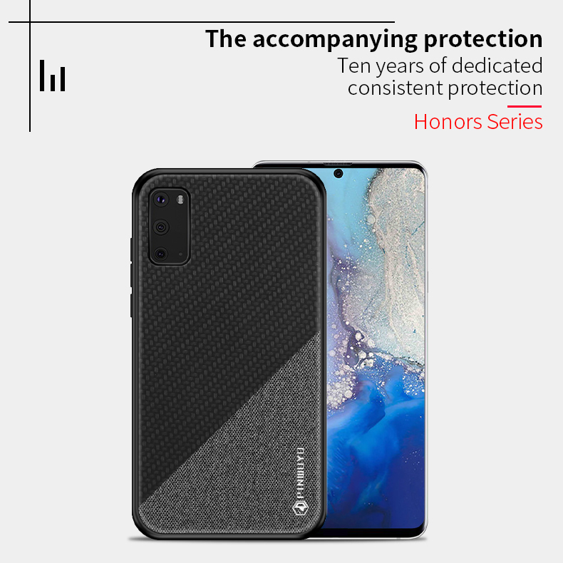 Pinwuyo Honor Series PU Revestido de Couro PC + TPU Caso Híbrido Para Samsung Galaxy S20 4G/S20 5G - Castanho