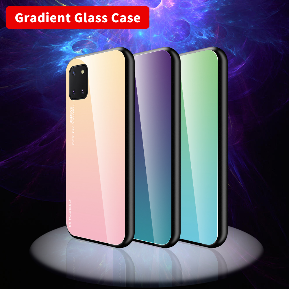 Verre Trempé De Couleur Gradient + Étui Hybride PC + TPU Pour Samsung Galaxy A81 / Note 10 Lite - Or / Rose