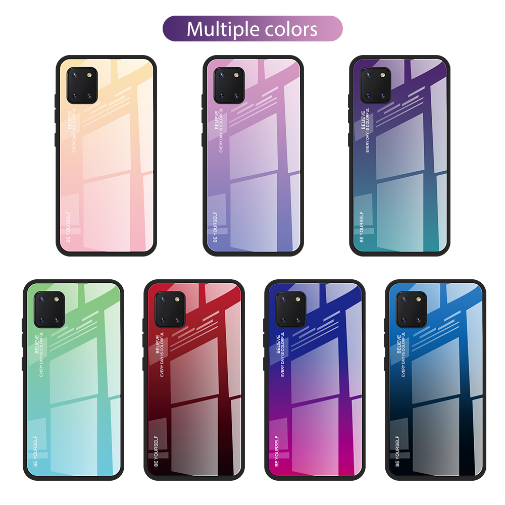 Colore Gradiente Di Vetro Temperato + Custodia Ibrida PC + TPU Per Samsung Galaxy A81 / Nota 10 Lite. - Oro / Rosa