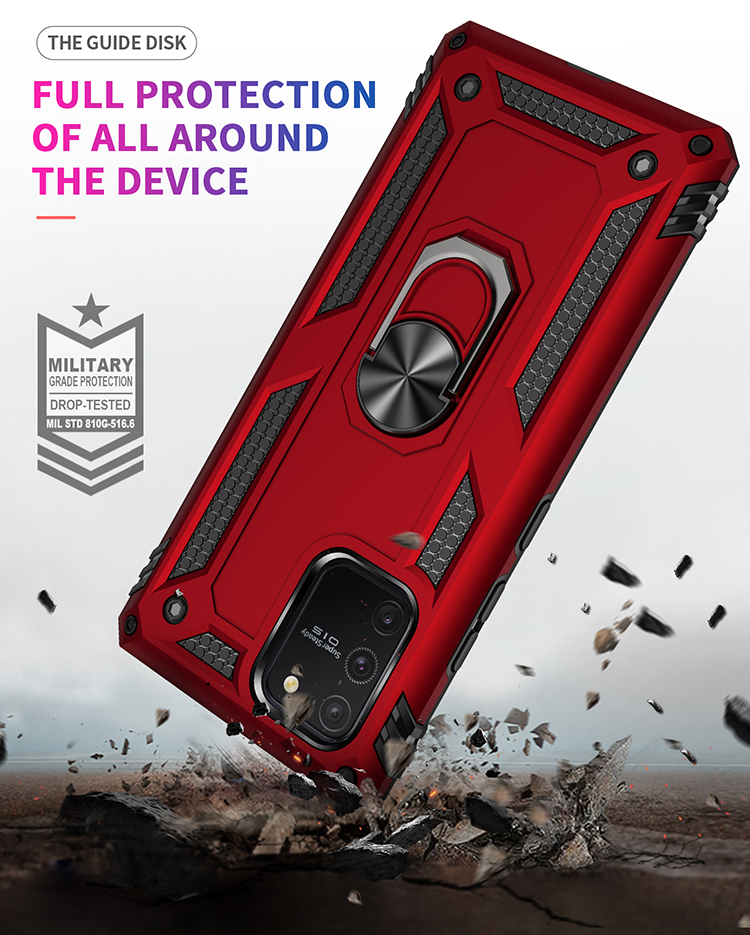 Caso de Armadura de Kickstand Anel PC TPU Combo Mobile Shell Para Samsung Galaxy A91/S10 Lite/m80s - Preto