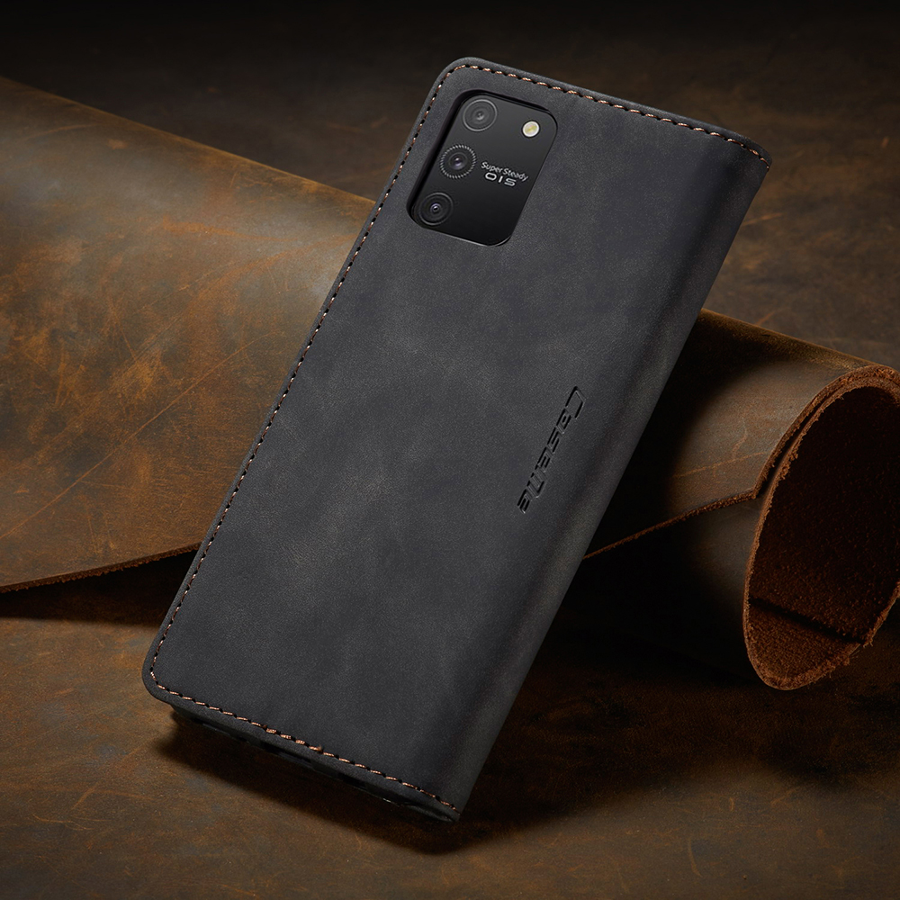 Caseme 013 Serie Flip Wallet Leder Mobile Hülle Für Samsung Galaxy A91/S10 Lite - Schwarz