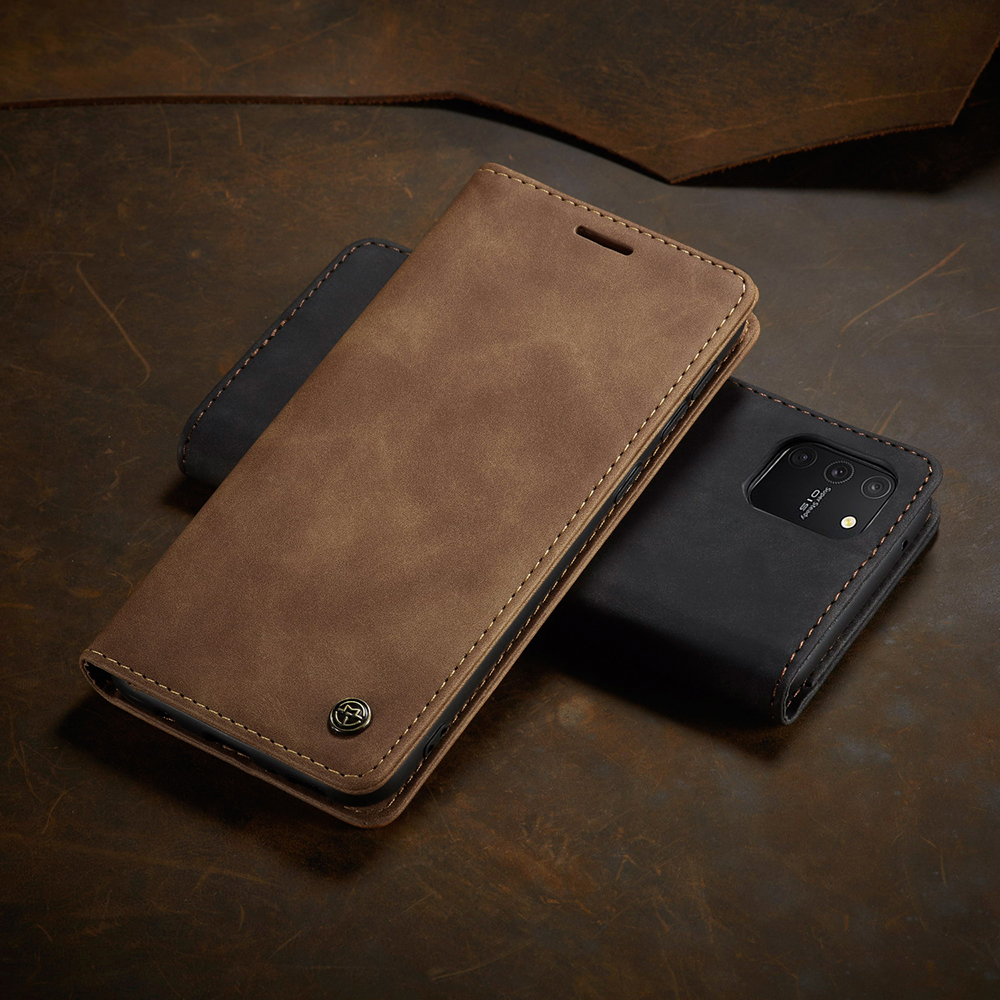 Caseme 013 Serie Flip Wallet Leder Mobile Hülle Für Samsung Galaxy A91/S10 Lite - Schwarz