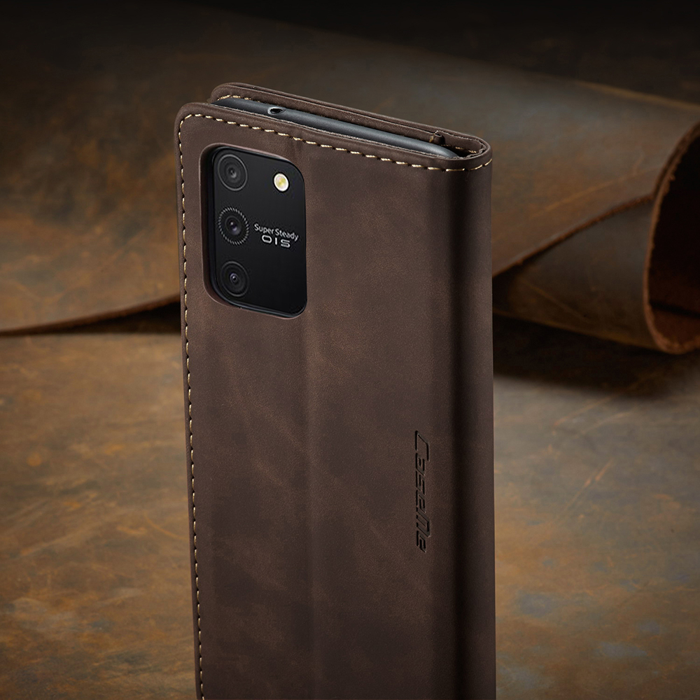 Caseme 013 Serie Flip Wallet Leder Mobile Hülle Für Samsung Galaxy A91/S10 Lite - Schwarz