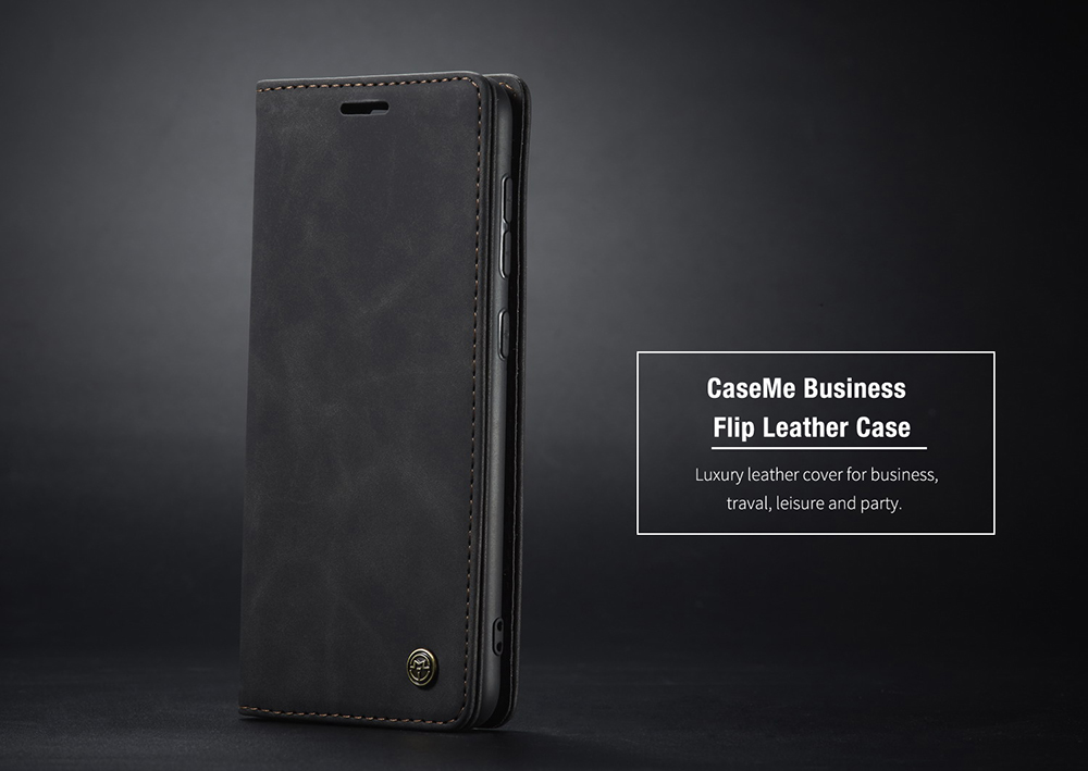 Caseme 013 Serie Flip Wallet Leder Mobile Hülle Für Samsung Galaxy A91/S10 Lite - Schwarz