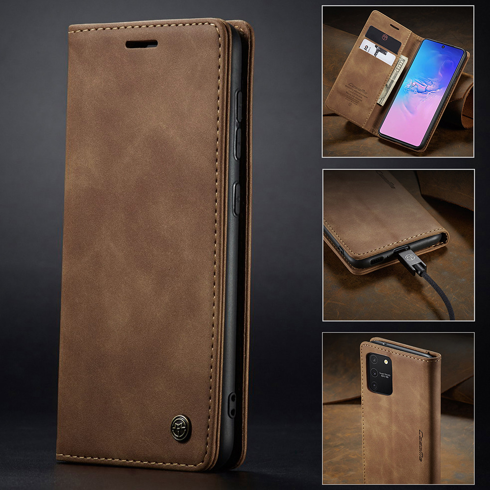 Caseme 013 Serie Flip Wallet Leder Mobile Hülle Für Samsung Galaxy A91/S10 Lite - Schwarz