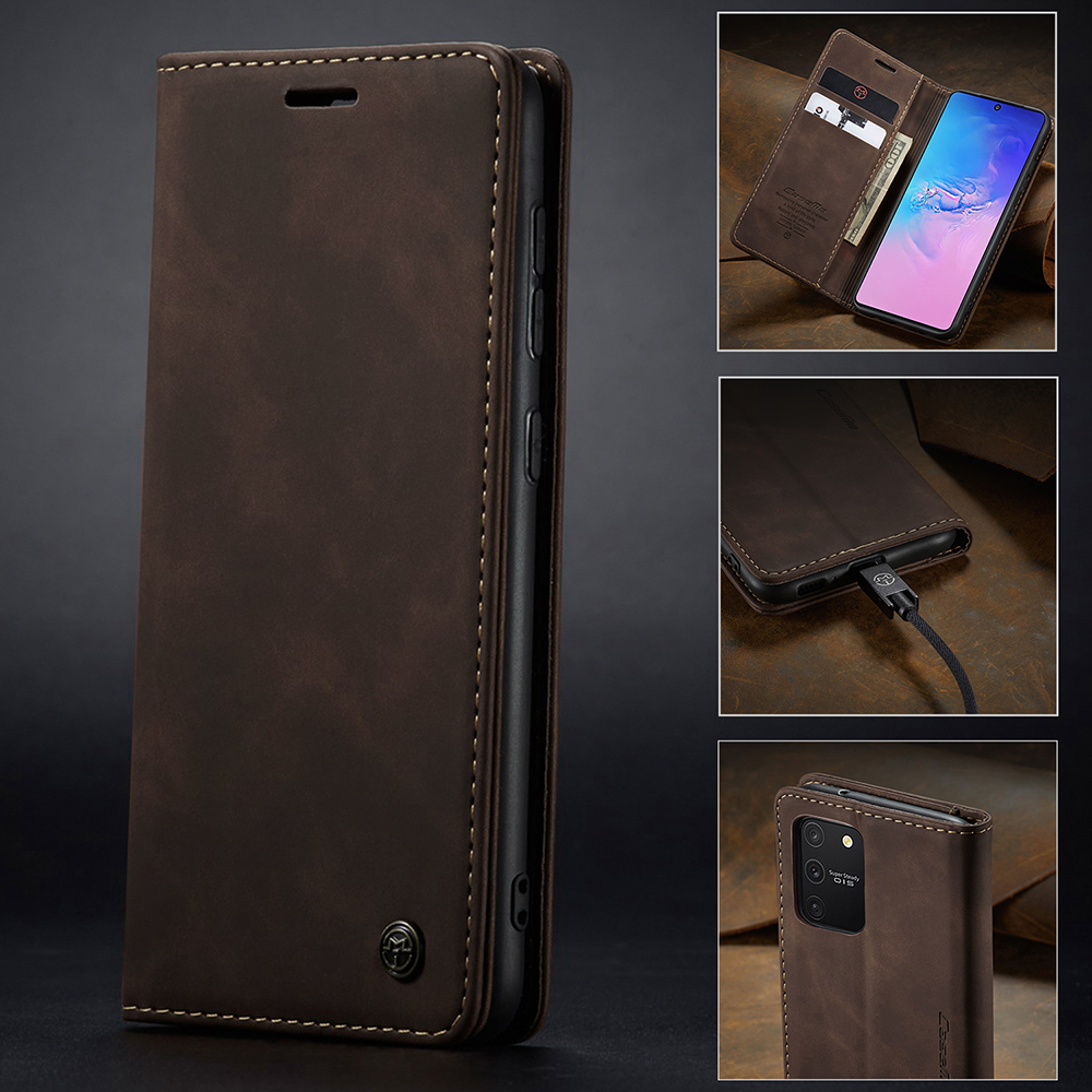 Caseme 013 Série Flip Wallet Leather Mobile Case Para Samsung Galaxy A91/S10 Lite - Preto