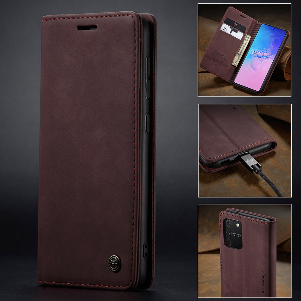 Caseme 013 Serie Flip Wallet Leder Mobile Hülle Für Samsung Galaxy A91/S10 Lite - Schwarz