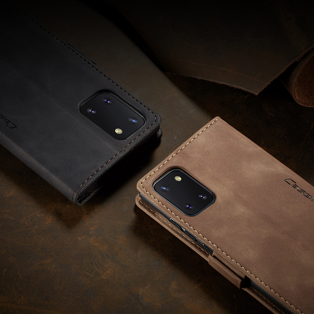 Série Caseme 013 Série Auto-absorbed Leather Flip Cover Pour Samsung Galaxy A81 / Note 10 Lite - le Noir