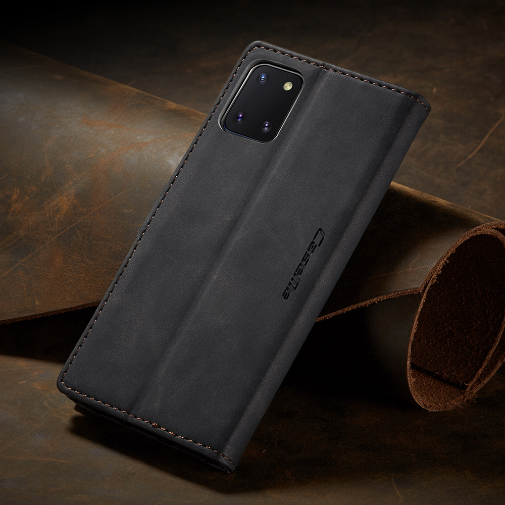 Série Caseme 013 Série Auto-absorbed Leather Flip Cover Pour Samsung Galaxy A81 / Note 10 Lite - le Noir