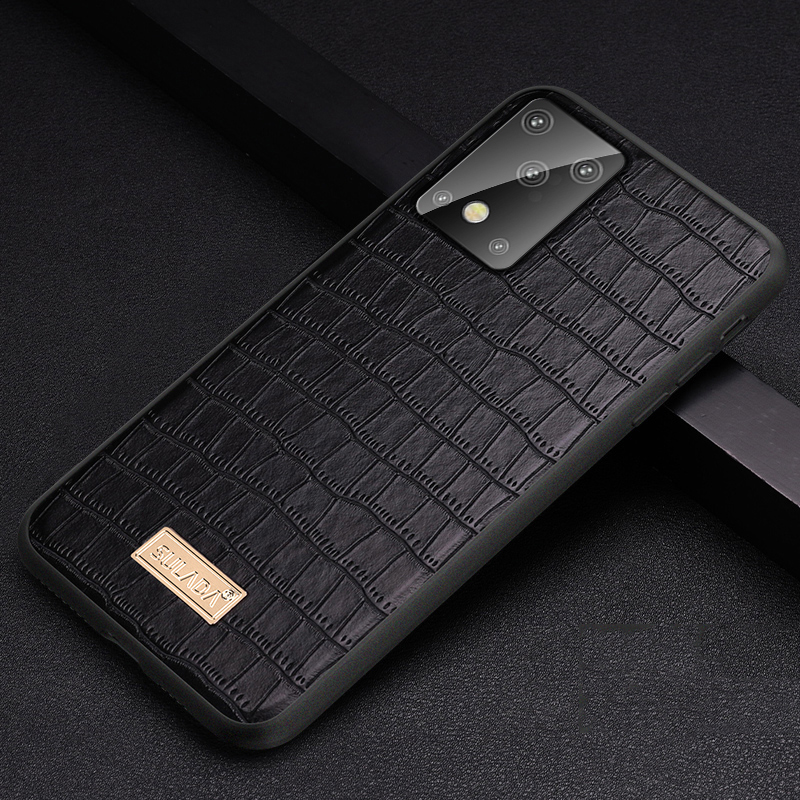 SULADA Crocodile Texture PU Leather Coated TPU Case for Samsung Galaxy S20 - Black-2