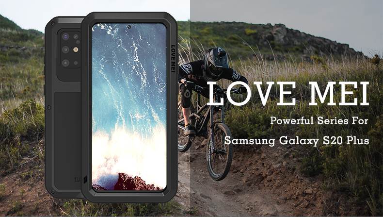 Love Mei Dust-aproop Shock-raby-защитник Metal+silicone+redhed Glass Защита Телефона Оболочка Телефона Для Samsung Galaxy S20 Plus - Черный