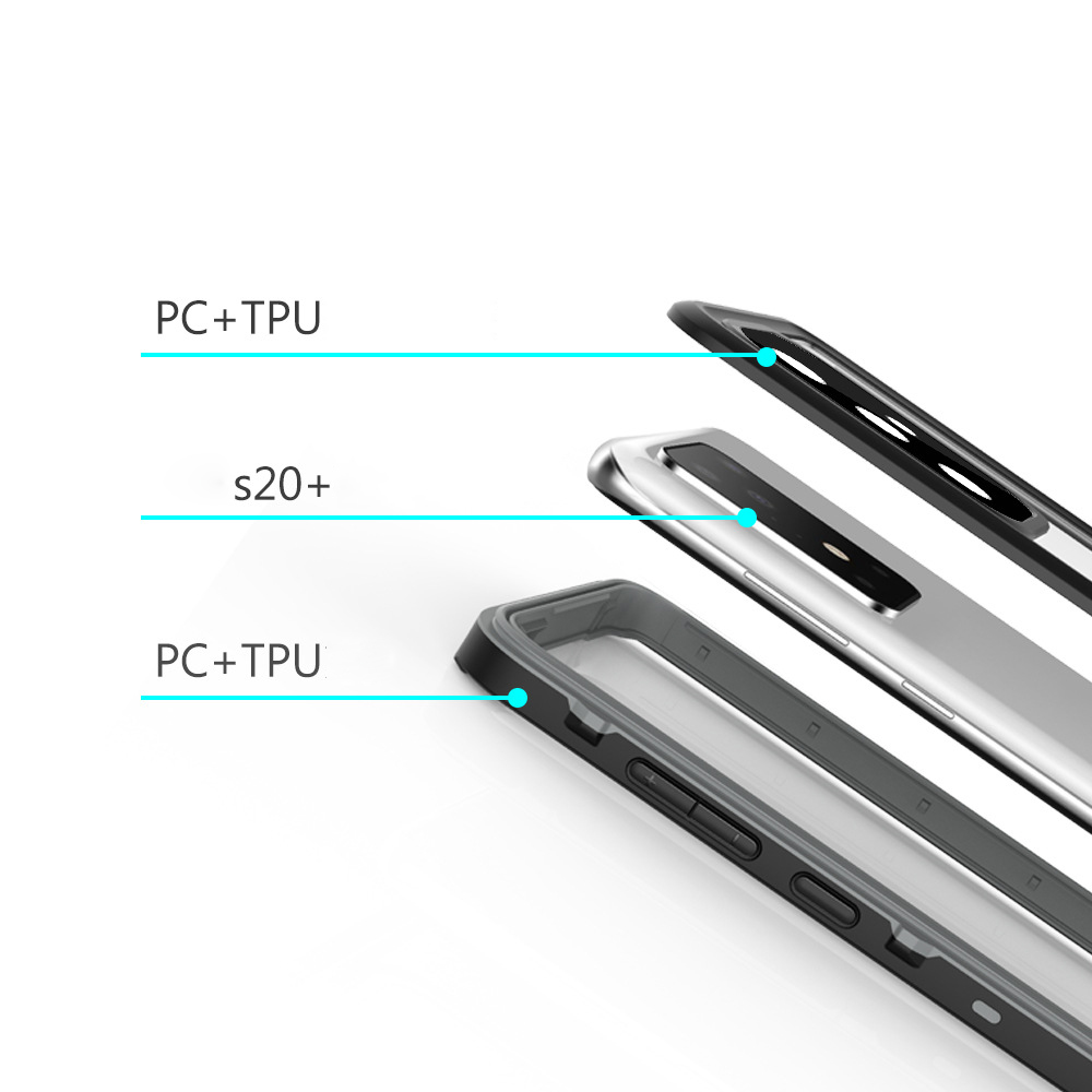 Redpepper IP68 Capa de Celular à Prova D'água Com Impressão Digital Desbloquear Casca Transparente Para Samsung Galaxy S20 Plus - Preto