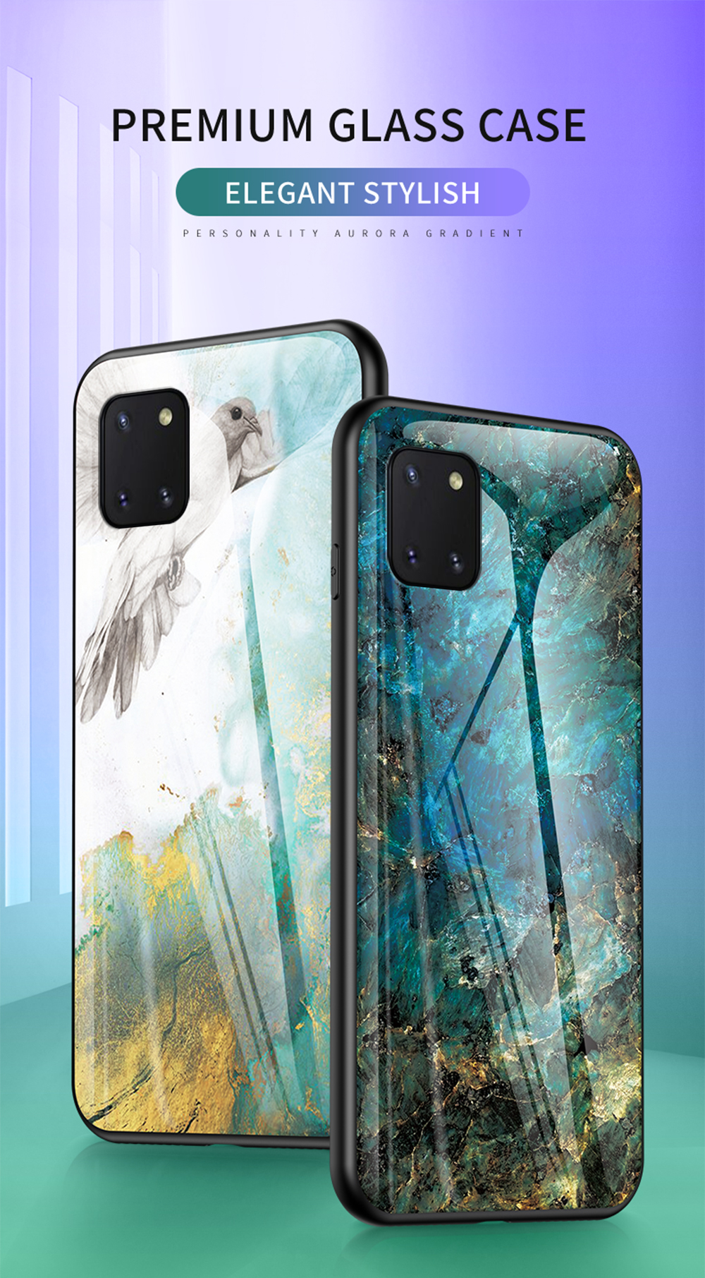 Padrão de Grãos de Mármore PC + TPU Tampa TPU Para Samsung Galaxy A81/Note 10 Lite - Esmeralda