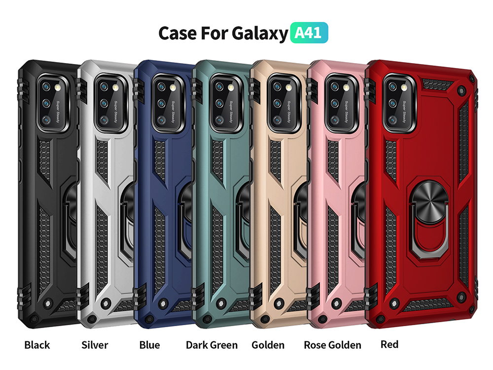 Hybrid PC TPU Kickstand Armor Phone Shell Hülle Für Samsung Galaxy A41 (globale Version) - Rot