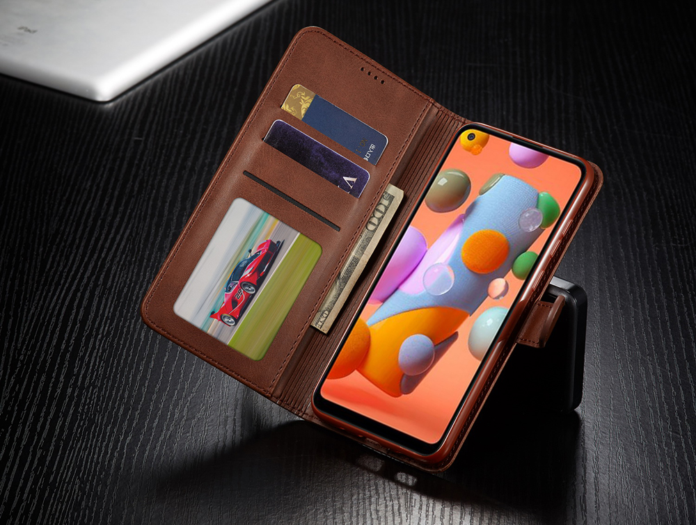 Lc. Imeeke Wallet Leather Stand Case Para Samsung Galaxy A11 (versión de la Ue)/m11 - Café