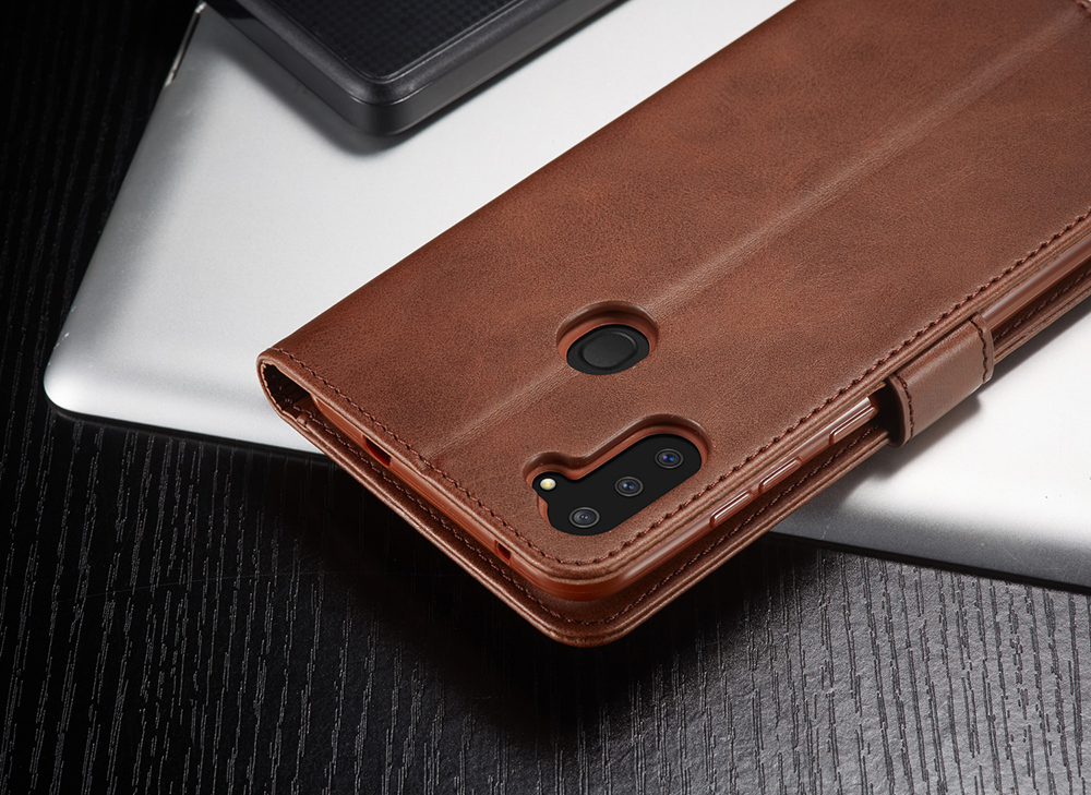 Lc. Imeeke Wallet Leather Stand Case Para Samsung Galaxy A11 (versión de la Ue)/m11 - Café