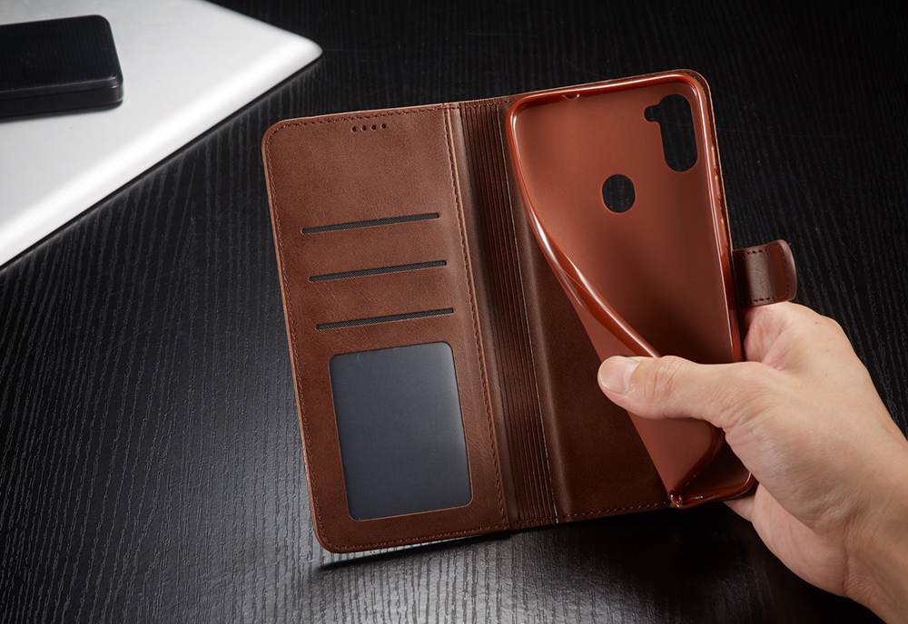 Lc. Imeeke Wallet Leather Stand Case Para Samsung Galaxy A11 (versión de la Ue)/m11 - Café