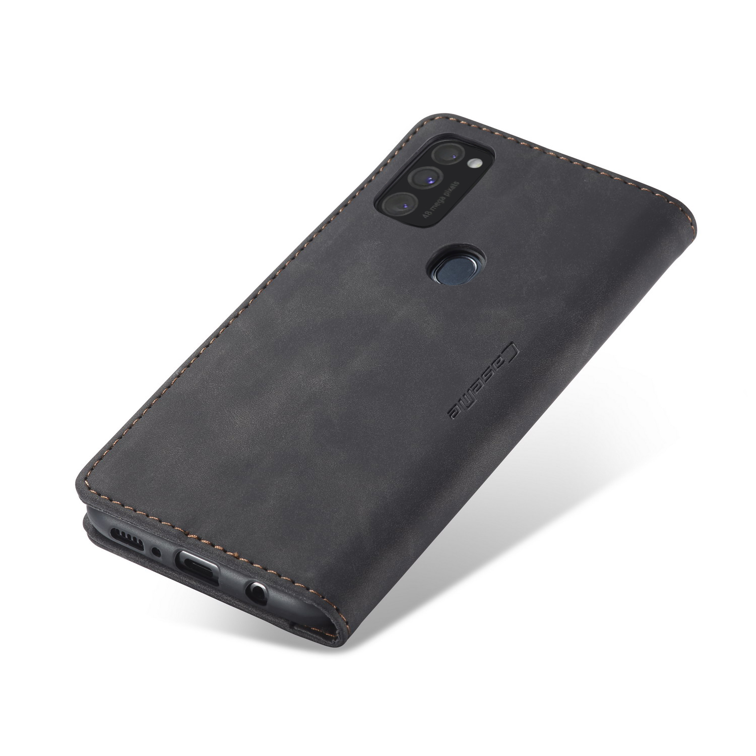 CASEME 013 SERIE PELLE AUSSORTA AUTOMATORE CON GUSTO DEL PORTAFOGLIO PER SAMSUNG GALAXY M30S / M21 - Nero