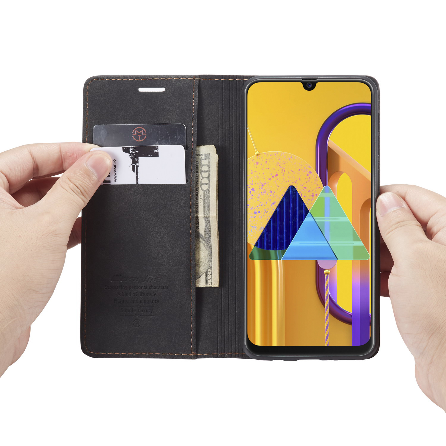 CASEME 013 Series Auto-absorbed Leather with Wallet Shell for Samsung Galaxy M30s/M21 - Black-17