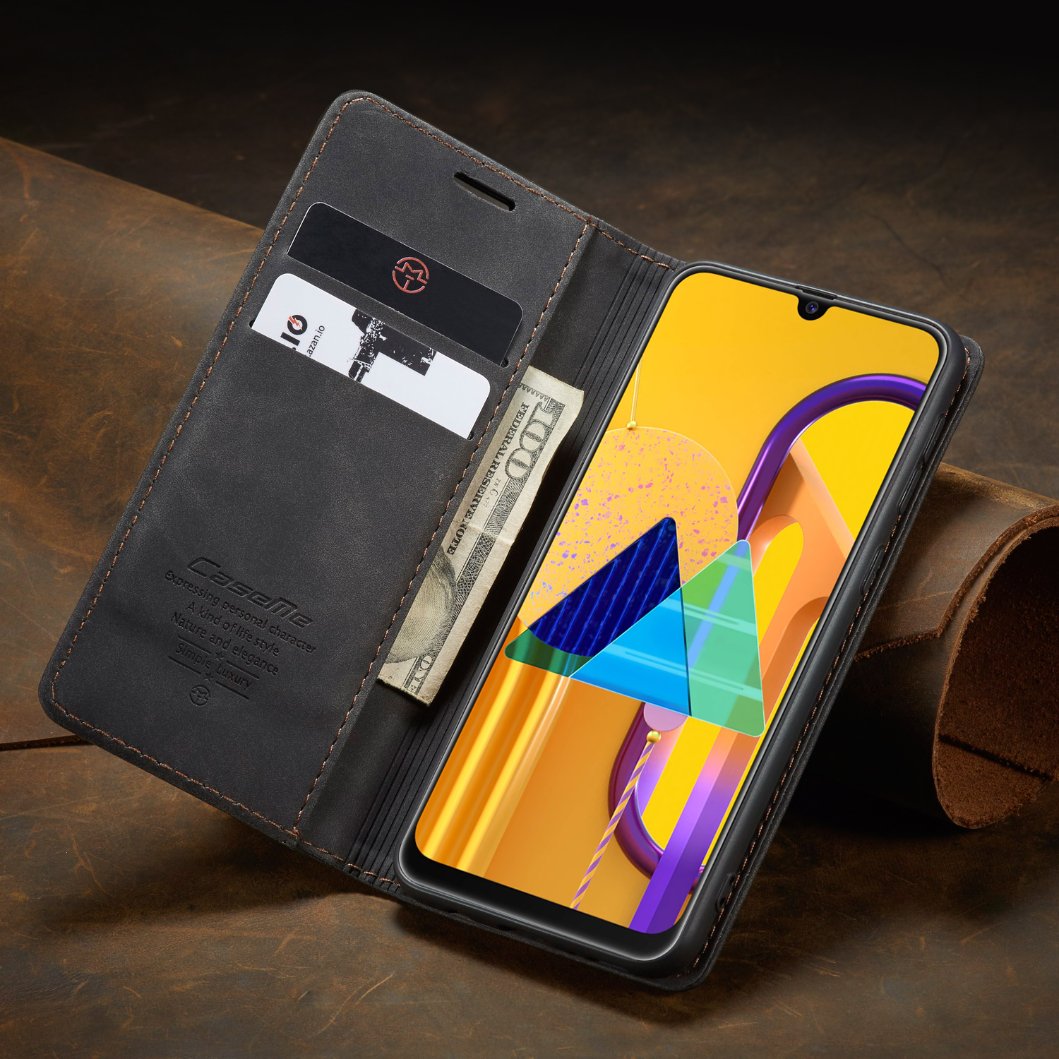 CASEME 013 Series Auto-absorbed Leather with Wallet Shell for Samsung Galaxy M30s/M21  - Black-21