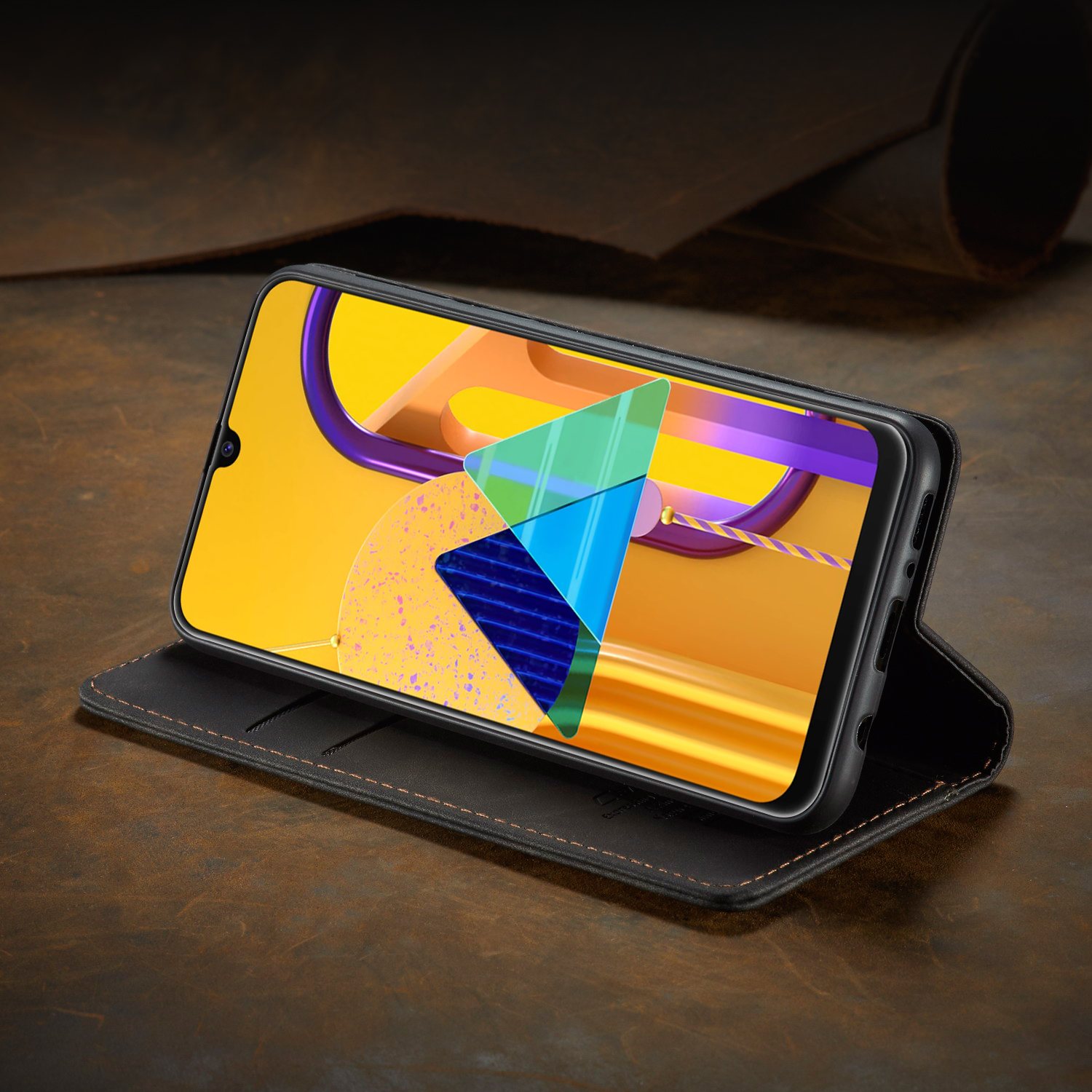 CASEME 013 Series Auto-absorbed Leather with Wallet Shell for Samsung Galaxy M30s/M21 - Black-24