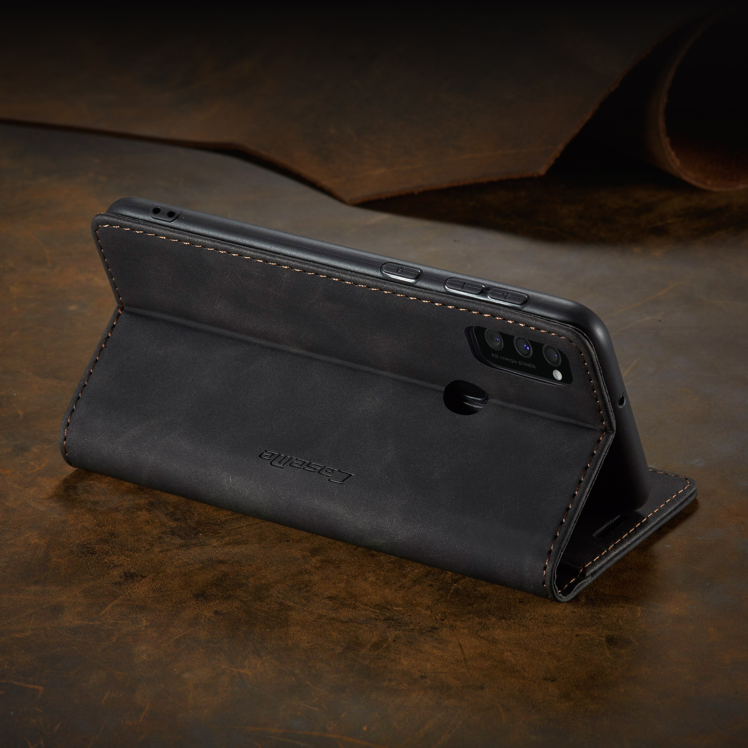 CASEME 013 Series Auto-absorbed Leather with Wallet Shell for Samsung Galaxy M30s/M21 - Black-27