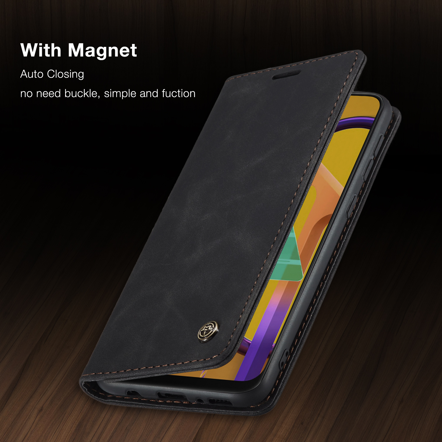 CASEME 013 Series Auto-absorbed Leather with Wallet Shell for Samsung Galaxy M30s/M21 - Black-30
