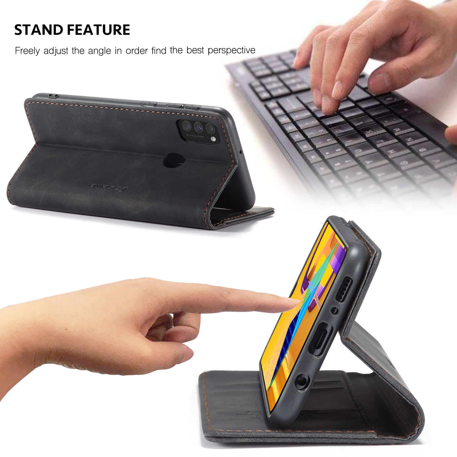CASEME 013 Series Auto-absorbed Leather with Wallet Shell for Samsung Galaxy M30s/M21 - Black-8
