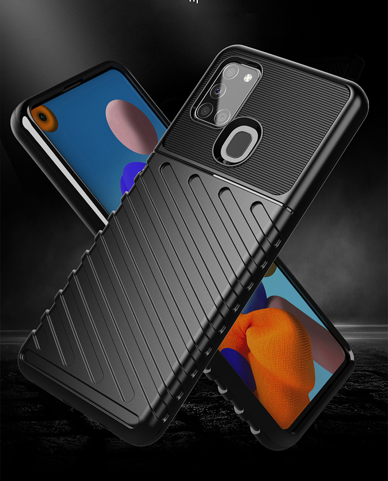 Громовая Серия Twill Texture TPU Case Case Для Samsung Galaxy A21s - Синий