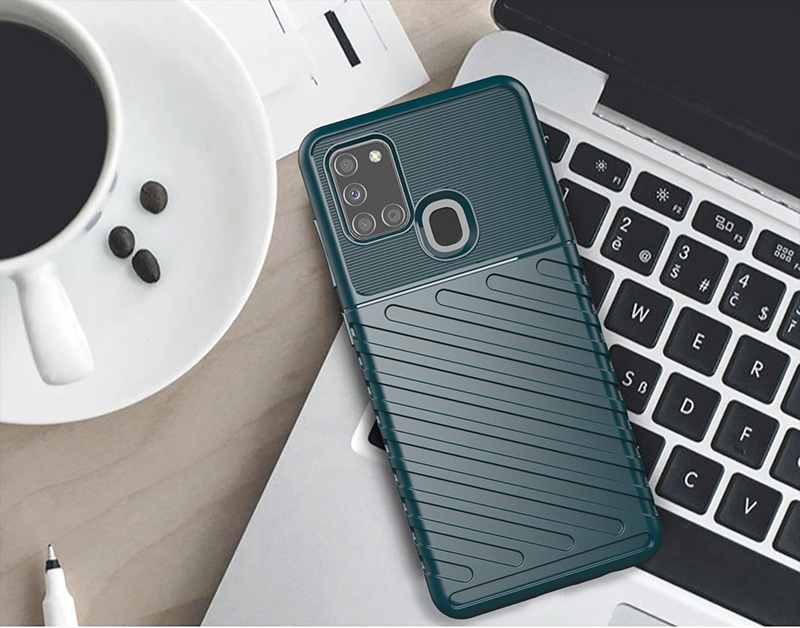 Громовая Серия Twill Texture TPU Case Case Для Samsung Galaxy A21s - Синий