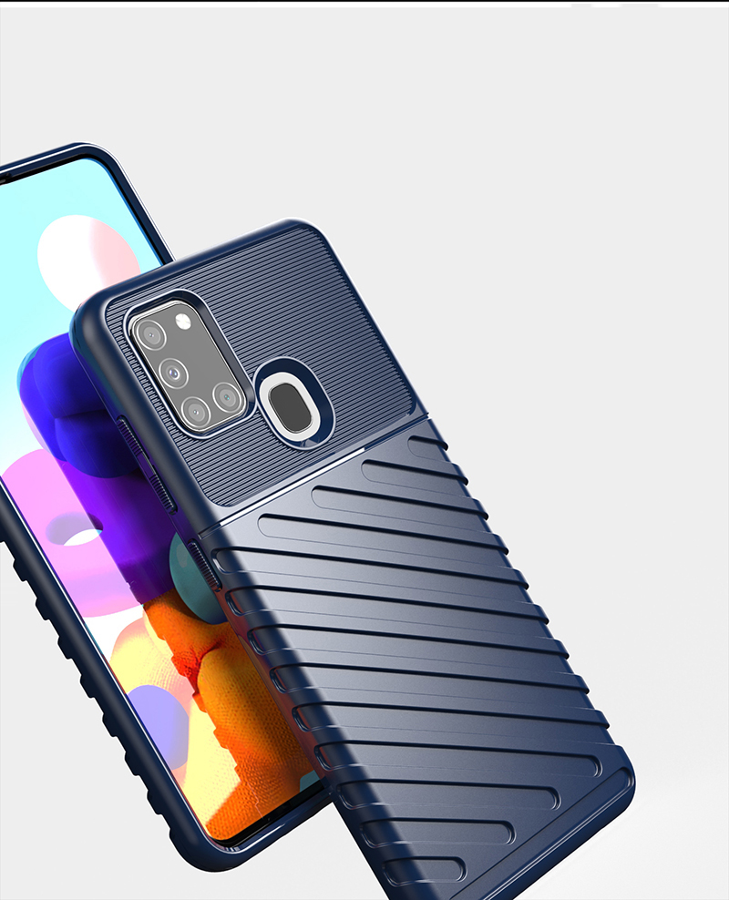 Громовая Серия Twill Texture TPU Case Case Для Samsung Galaxy A21s - Синий