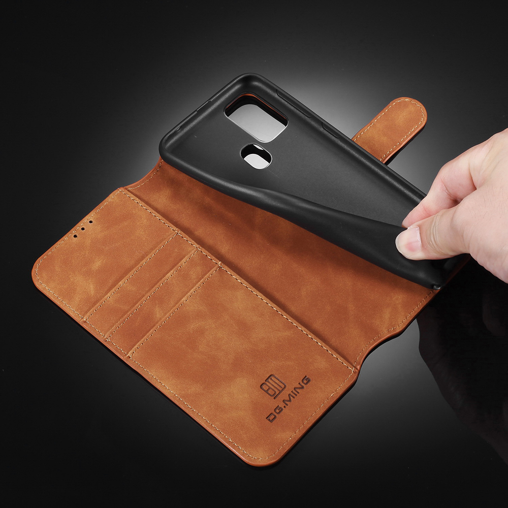 Dg. Ming Für Samsung Galaxy A21s Retro -stil Leder -telefon Hülle Wallet Stand Design Vollständiger Berichterstattung Telefon Shell - Schwarz