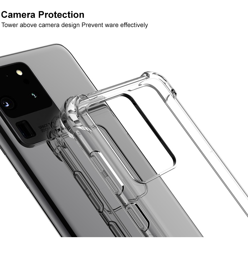 IMAK Anti-drop TPU Soft Phone Case + Bildschirmschutzfilm Für Samsung Galaxy S20 Ultra 5g - Transparent