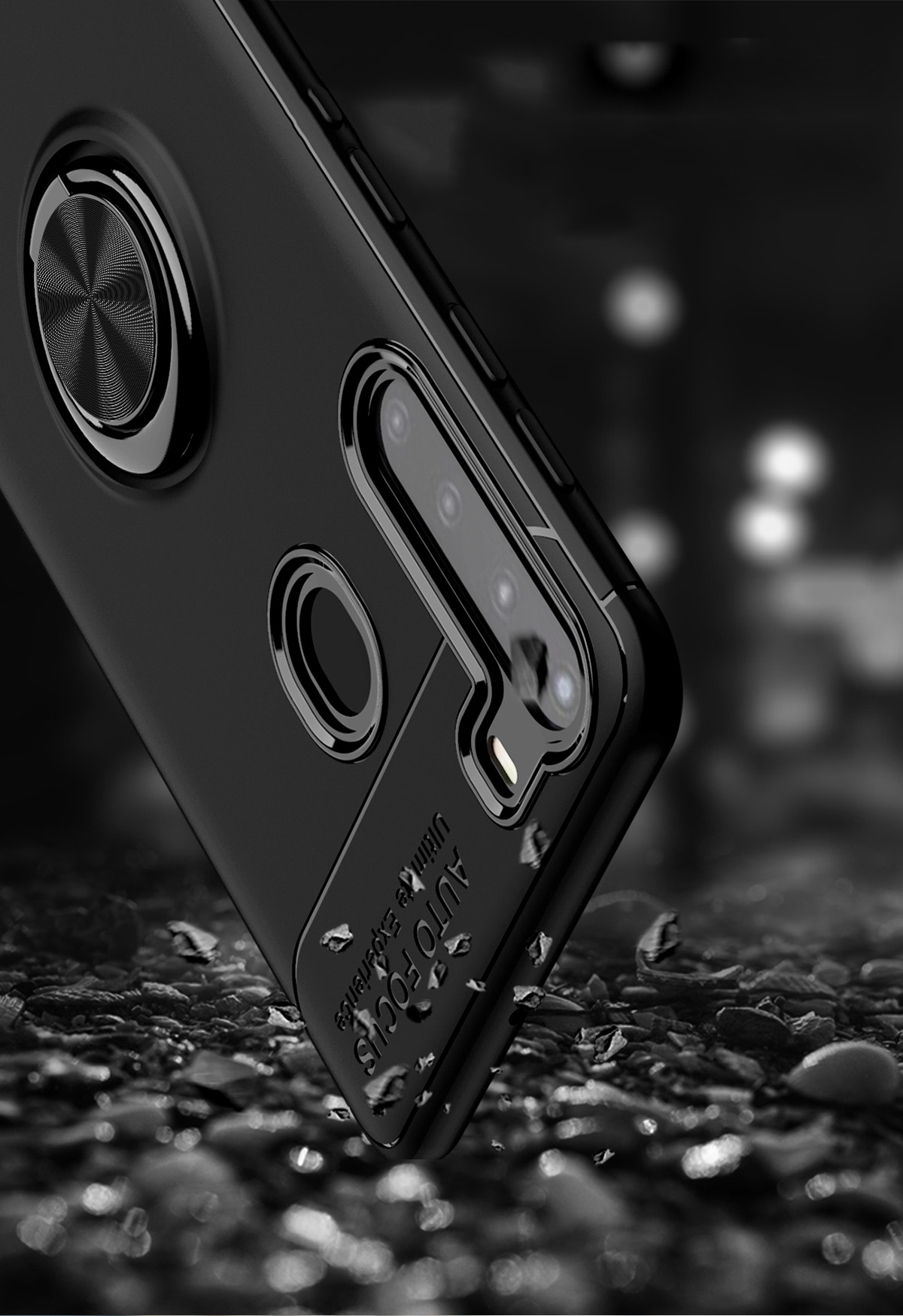 Coperchio Telefonico TPU Per Kickstand Anello di Dito [tela in Metallo Integrato] Per Samsung Galaxy A21 - Nero