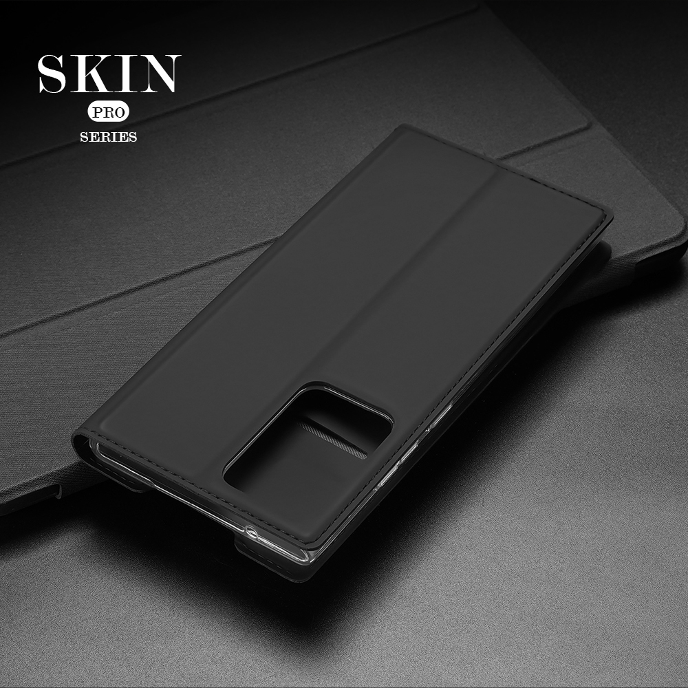 Dux Ducis Skin Pro Series Delicate Hand Heave Leth Case Con Slot Per Carte e Mettiti Per Samsung Galaxy Note20 Ultra / Note20 Ultra 5G - Nero