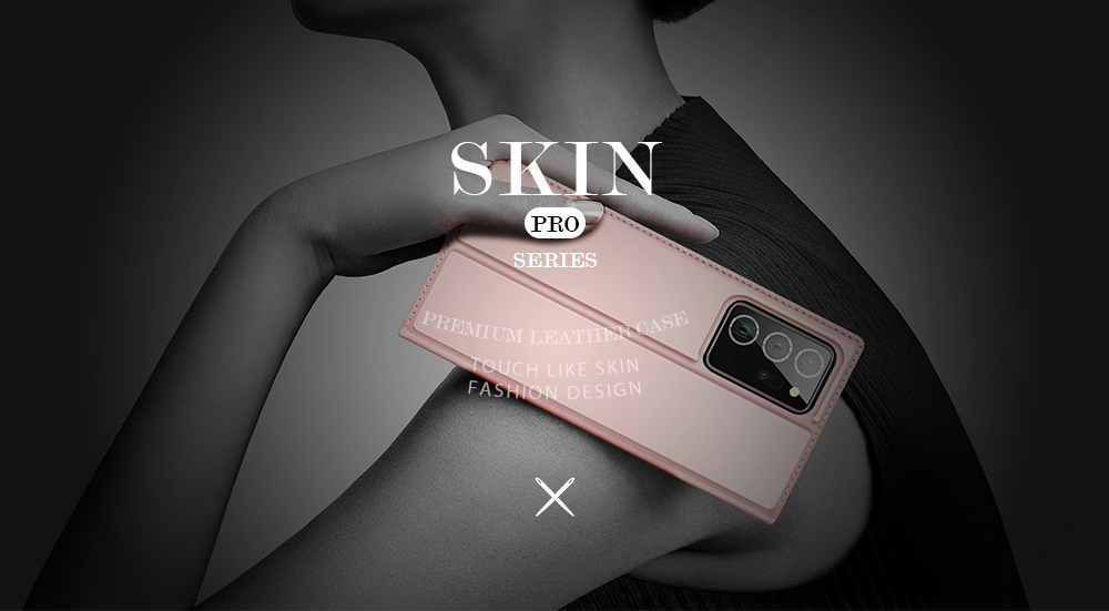 Dux Ducis Skin Pro Series Деликатный Кожаный Корпус с Картами и Подставкой Для Samsung Galaxy Note20 Ultra / Примечание20 Ultra 5G - Черный