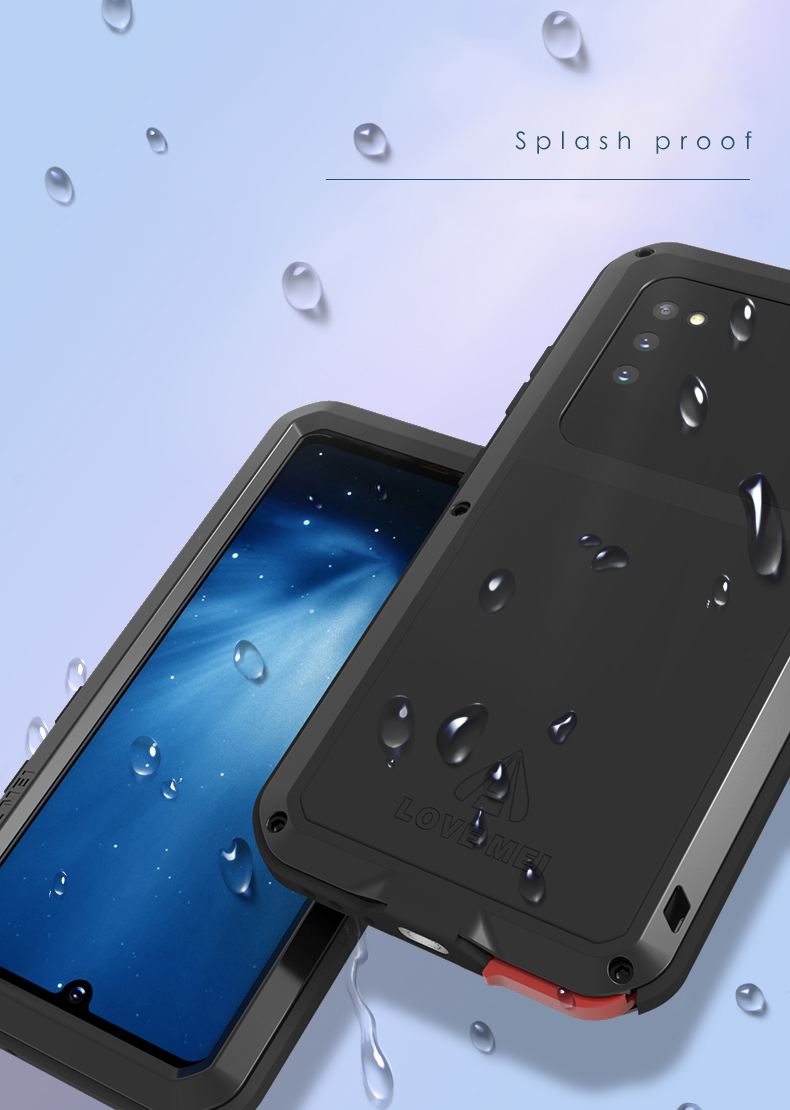 Liebe Mei Weiche Silikon + Metall + Gehärtetes Glas Telefon Fall Telefonabdeckung Shell Für Samsung Galaxy A41 (EU-Version) - Silber-