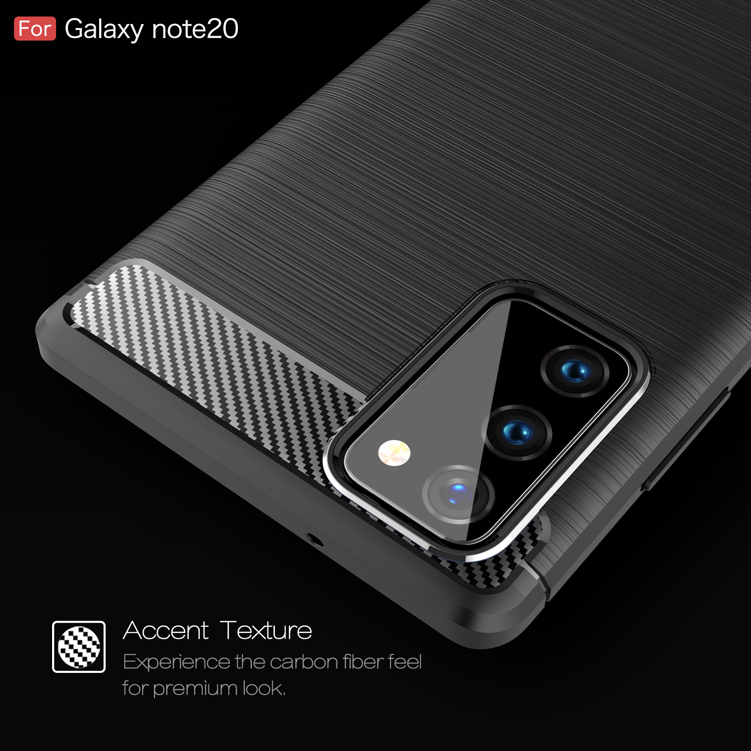 Case de Teléfonos Celulares TPU Cepillados de Fibra de Carbono Para Samsung Galaxy Note 20/nota 20 5G - Negro