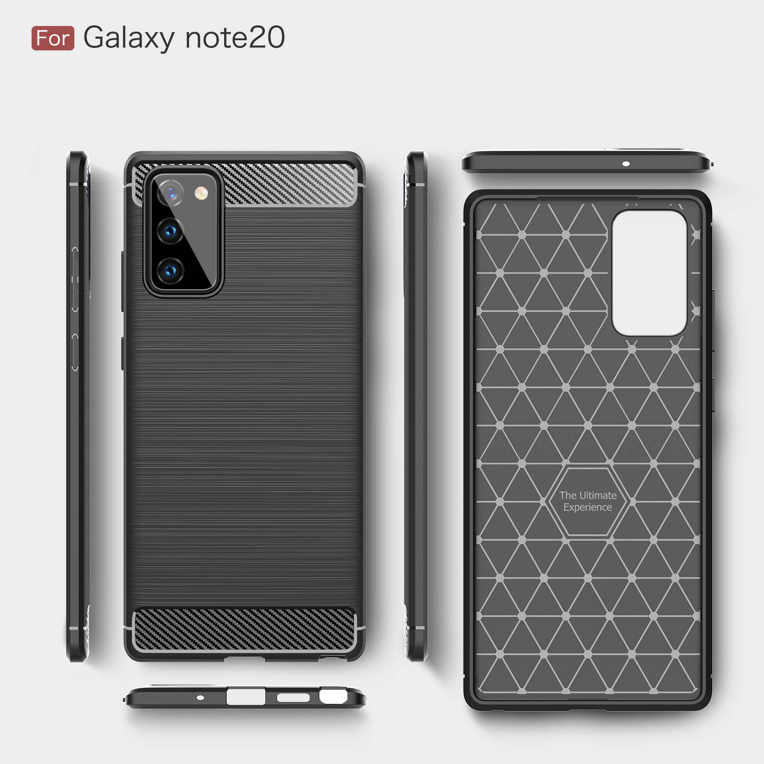 Case de Teléfonos Celulares TPU Cepillados de Fibra de Carbono Para Samsung Galaxy Note 20/nota 20 5G - Negro