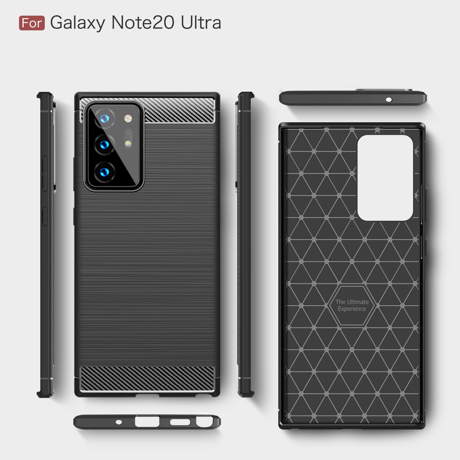 Fibra de Carbono Cepillada TPU Case de Retroceso Para Samsung Galaxy Note 20 Ultra / Nota 20 Ultra 5G - Negro