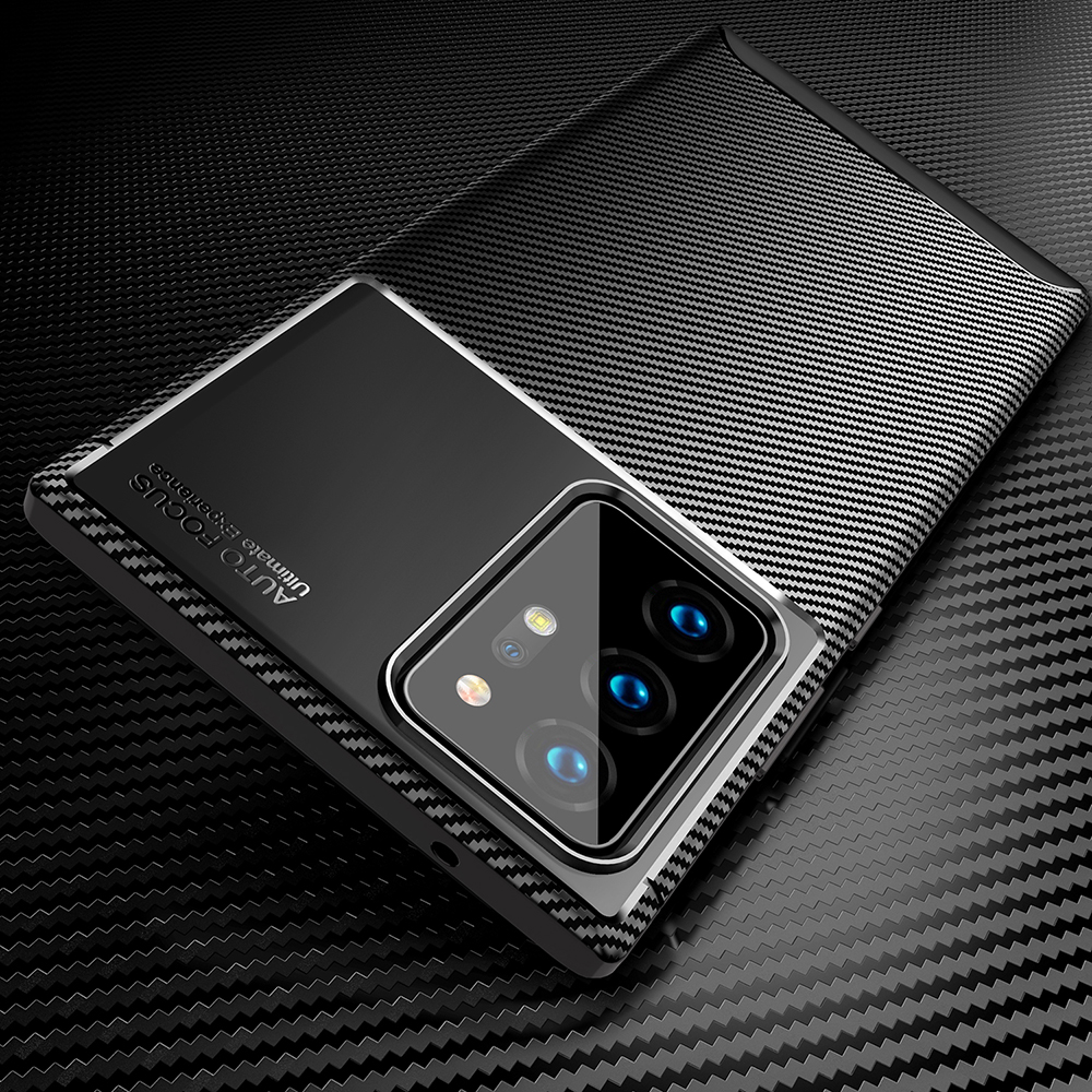 Capa de Telefone TPU à Prova de Choque de Fibra de Carbono Para Samsung Galaxy Note20 Ultra/Note20 Ultra 5G - Preto