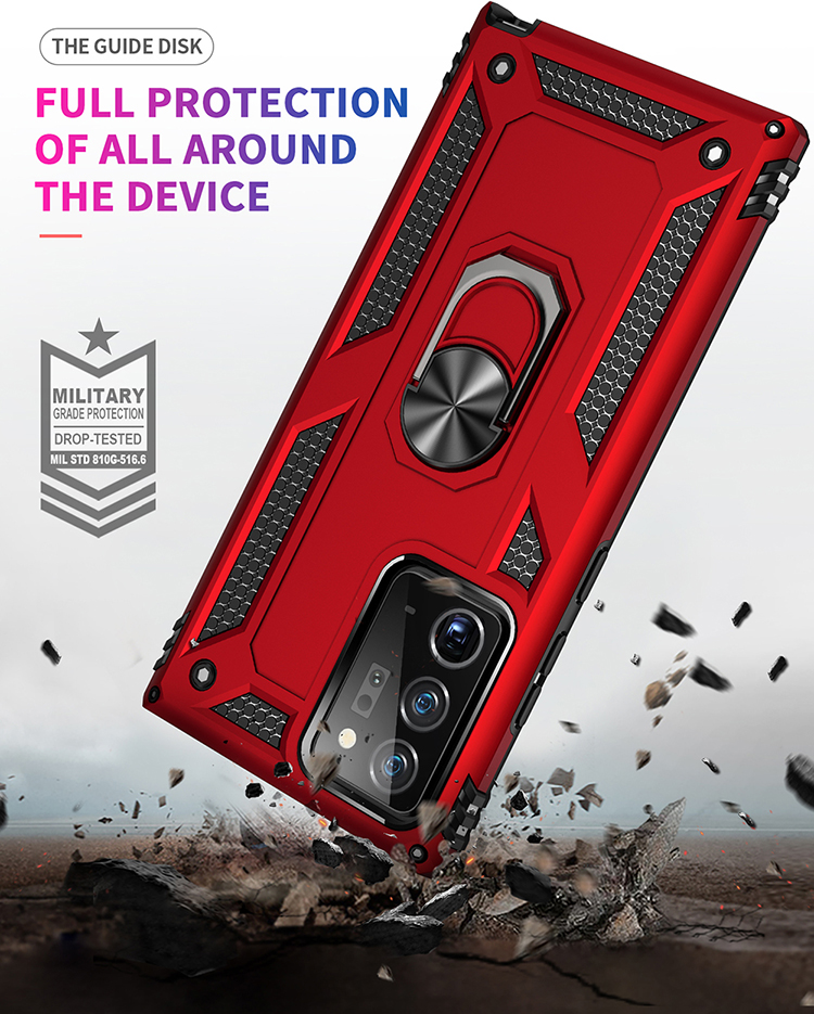 Hybrid PC TPU Kickstand Armour Téléphone Couverture du Samsung Galaxy Note20 / Note20 5G - Rouge