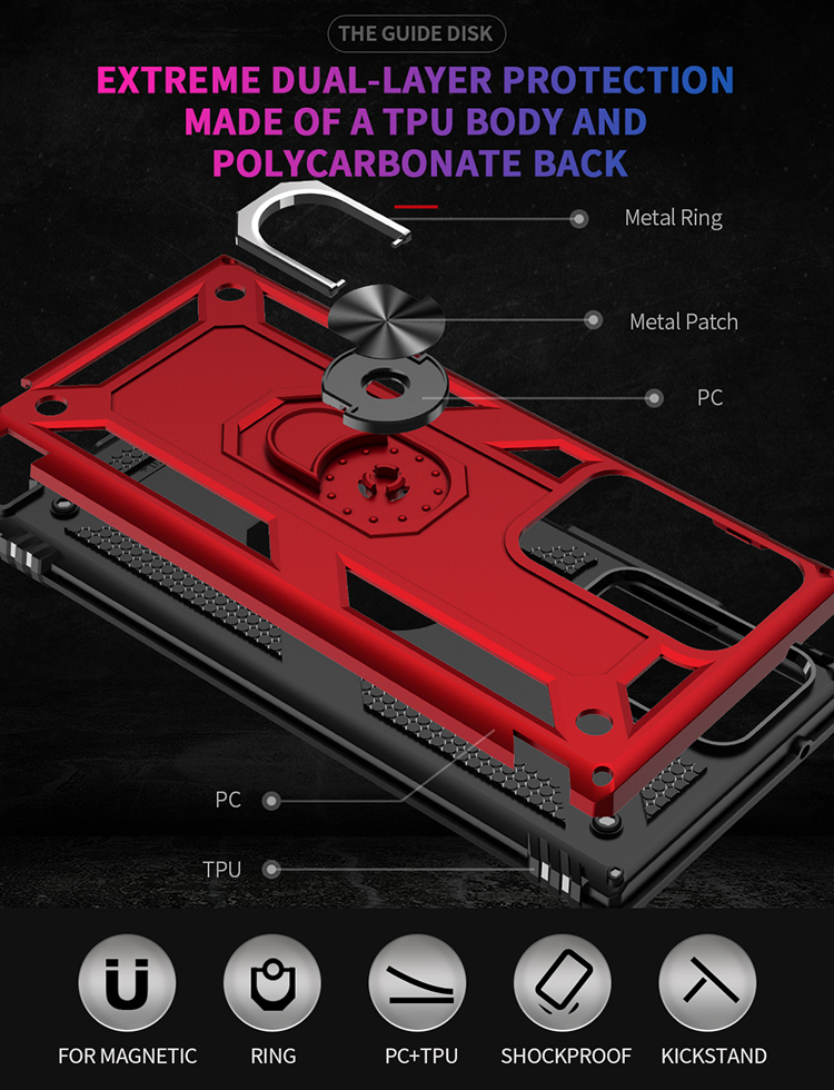 Plástico+tpu+carcasa de Teléfono de Metal Para Samsung Galaxy Note20 Ultra/Note20 Ultra 5G - Rojo