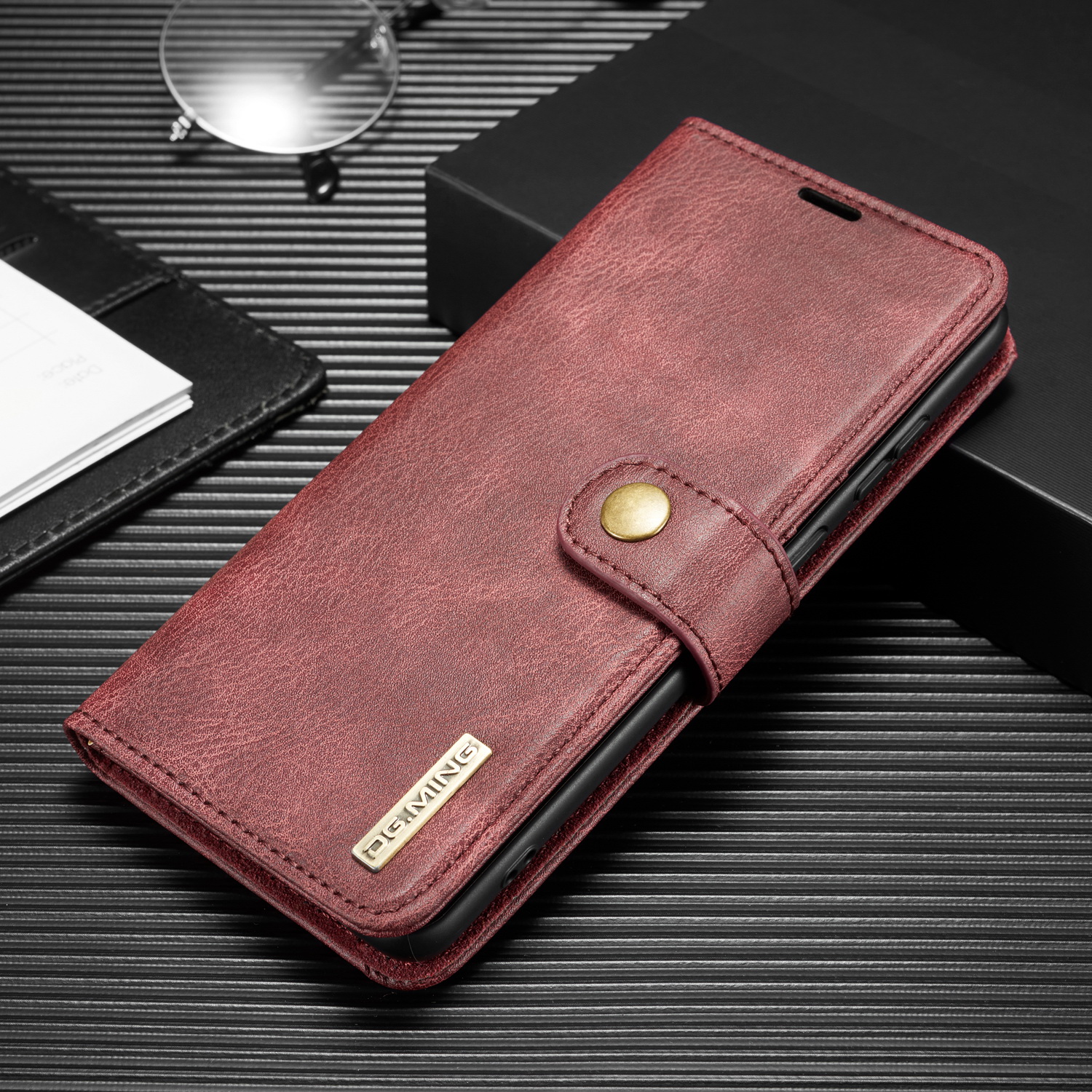 Dg. Ming Détachable 2 en 1 PC Couverture + État de Cuir Spart Pour Samsung Galaxy Note20 / Note20 5G - le Noir