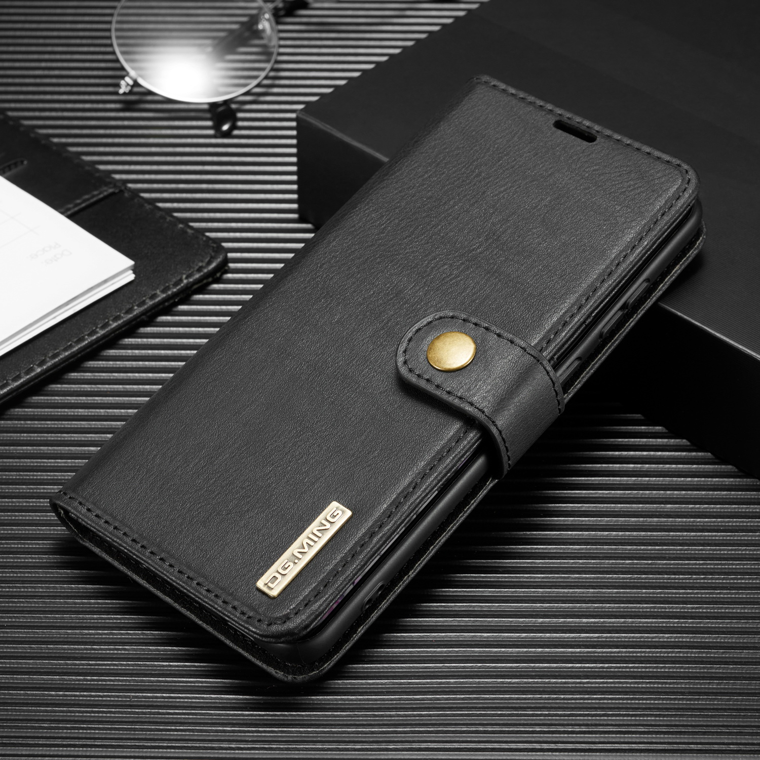 Dg. Ming Détachable 2 en 1 PC Couverture + État de Cuir Spart Pour Samsung Galaxy Note20 / Note20 5G - le Noir