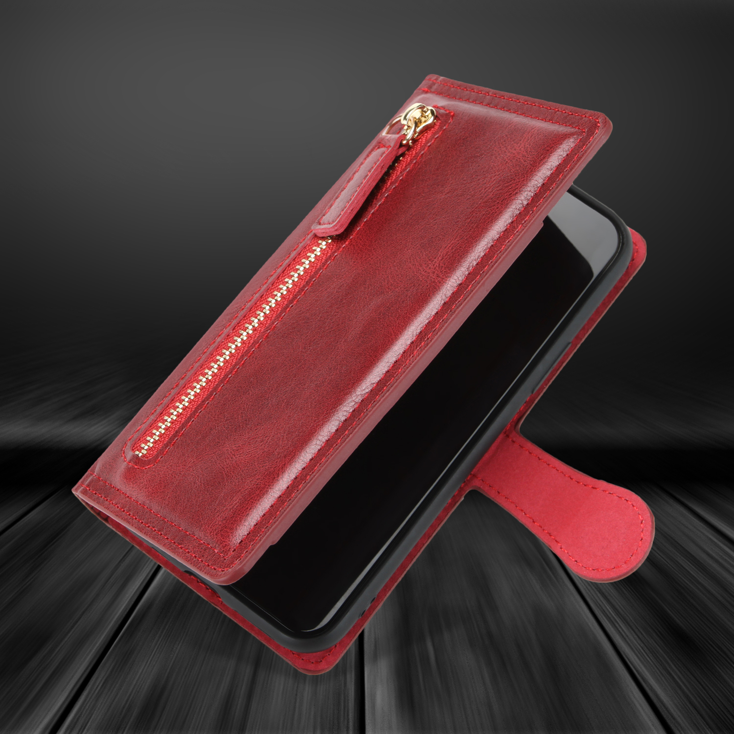 Zipper Pocket Wallet Leather Stand Case for Samsung Galaxy A51 SM-A515 - Orange-11
