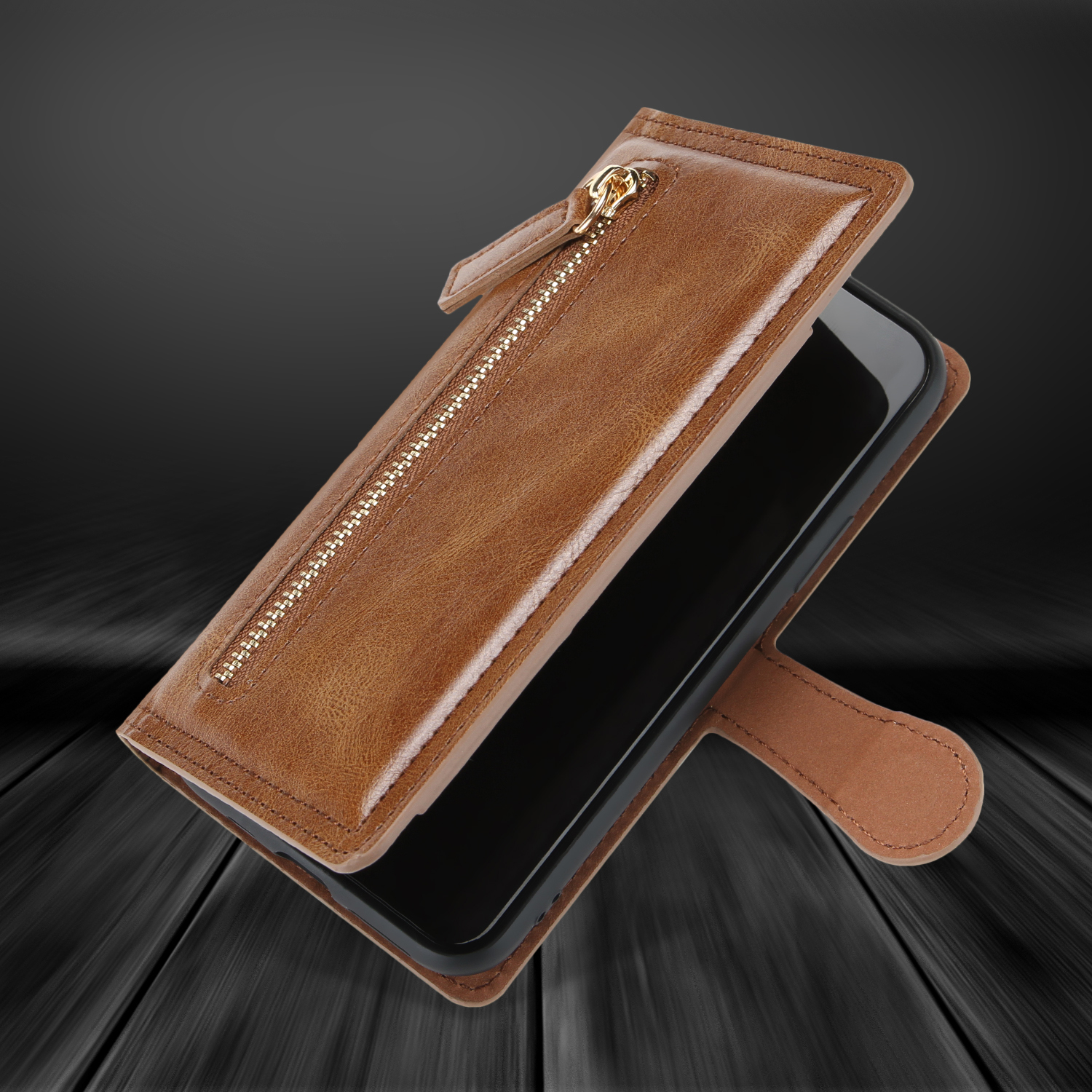 Zipper Pocket Wallet Leather Stand Case for Samsung Galaxy A51 SM-A515 - Orange-12