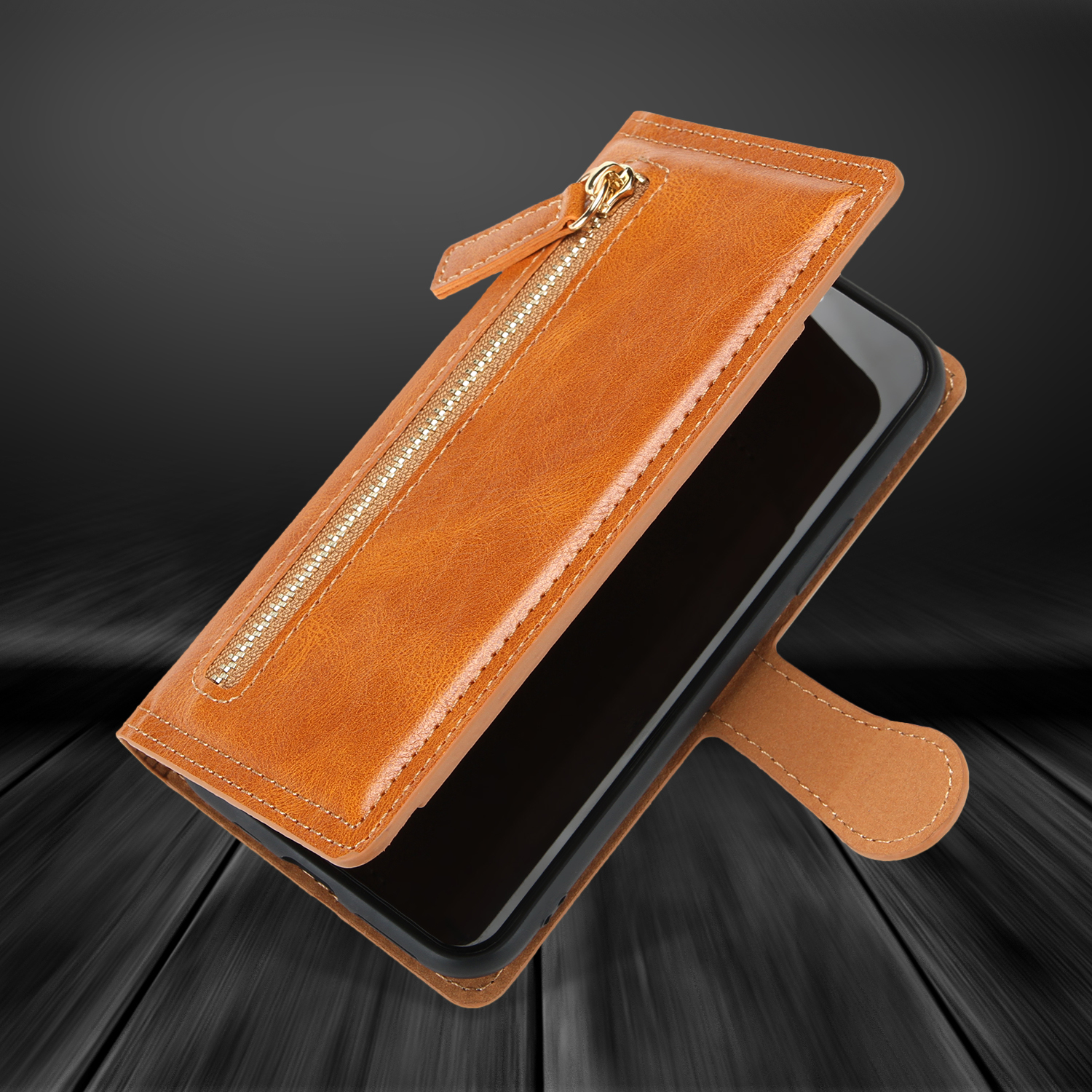 Zipper Pocket Wallet Leather Stand Case for Samsung Galaxy A51 SM-A515 - Orange-15